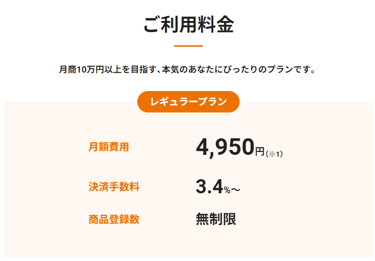 カラーミーショップレギュラーの値段
